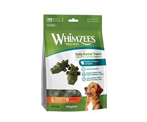 WHIMZEES Alligator L, 6 Pezzi - Taglia L, Snack per Cani di Taglia Grande, Naturali & Senza Cereali, Vegetariane, Senza Zuccheri Aggiunti
