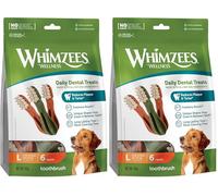 WHIMZEES - Spazzolini da denti L, 6 Pezzi - Taglia L, Snack per Cani di Taglia Grande - Naturali & Senza Cereali, Vegetariane, Senza Zuccheri Aggiunti (Confezione da 2)