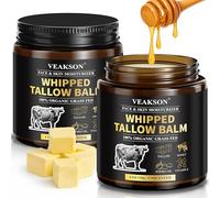 Whipped Beef Tallow Cream - Confezione da 2 pezzi, sebo di manzo Skincare, 100% sebo di manzo e balsamo di miele, sebo di manzo per la cura della pelle, crema idratante per viso e twill senza profumo