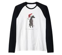 Whippet Cane di Natale Vintage Maglia con Maniche Raglan