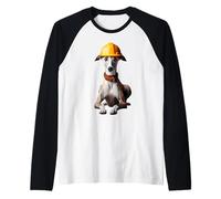 Whippet Dog - Cappello rigido giallo per operai edili Maglia con Maniche Raglan