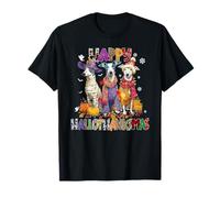 Whippet Dogs Christmas Happy Hallothankmas Xmas Uomo Donna Maglietta