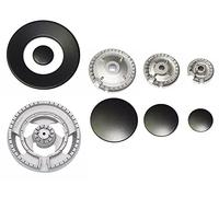Whirlpool - Kit 4 bruciatori Defendi completi di piattelli spartifiamma Opachi satinati 3 fuochi + tripla corona per cucina piano cottura 4 fuochi - Made in Italy - WR11/1