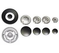 Whirlpool - Kit 5 bruciatori Defendi completi di piattelli spartifiamma Opachi satinati 4 fuochi + tripla corona per cucina piano cottura 5 fuochi - Made in Italy - WR12/1