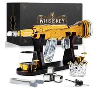 WHISISKEY Decanter per Whisky - Set Whisky Regalo - Idee Regalo Uomo Compleanno - Decanter 1000ML, Scatola Regalo, 2 Bicchieri da Whisky x 285ML, 4 Pietre di Whisky, Accessori