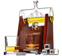 WHISISKEY Decanter per Whisky - Set Whisky Regalo - Idee Regalo Uomo Compleanno - Velieri Decanter 1100ML, Scatola Regalo, 2 Bicchieri da Whisky x 290ML, 4 Pietre di Whisky, Accessori