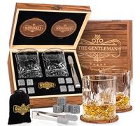 Whisiskey Set Bicchieri da Whisky - Set Whisky Regalo - Idee Regalo Uomo Compleanno - Scatola Regalo, 2 Bicchieri da Whisky x 310ML, 4 Cubetti di Ghiaccio Riutilizzabili, Accessori