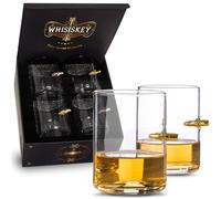 Whisiskey - Set di Bicchieri da whisky - 4 x 310ml - Set di Accessori per Whisky - Regalo Uomo - Set Include 4 Bicchieri in Vetro in Scatola di Lusso - Regali per Uomini