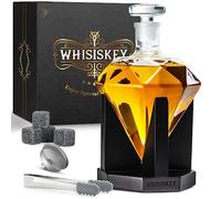 WHISISKEY Whisky Karaffe Set - Whiskey Geschenkset - Geschenke für Männer - Männergeschenke Geschenk - Geburtstagsgeschenk Mann - Diamant Dekanter 700ML, Geschenkbox, 4 Whisky Steine