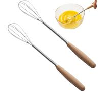 Whisk in legno minuscolo frusta 2 pezzi 8 mini lunga con manico in legno non stick acciaio inossidabile Whiisk per cucinare palloncini a mano multi -funzione per casa, ristorante