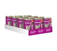 Whiskas 1+ lattine 12 x 400 g - Manzo e Fegato in Salsa
