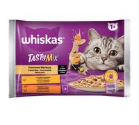 WHISKAS Adult in bustina 4x85g Variazioni cremose di cibo umido per gatti adulti in salsa con: pollo e verdure, agnello e tacchino