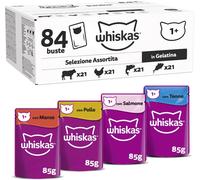 Whiskas Selezione Assortita in Gelatina 1+, Cibo Umido per Gatti, Pacco Formato Scorta, 84 Bustine ognuna da 85g (84 x 85g)