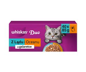 WHISKAS Duo "Dalla terra e dal mare" in gelatina - cibo umido per gatti, 40x85 g