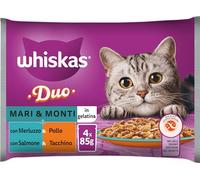Whiskas Duo Mare e Monti, 1+ Anni, Cibo Umido per Gatto, 13 Confezioni ognuna da 4 bustine da 85g (52 Bustine in Totale)