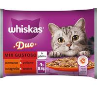 Whiskas Duo Mix Gustoso, 1+ Anni, Cibo Umido per Gatto, 13 Confezioni ognuna da 4 bustine da 85g (52 Bustine in Totale)