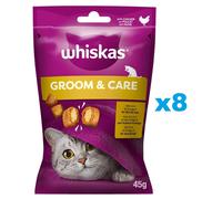 WHISKAS Groom & Care 8 x 45g snack con pollo per gatti