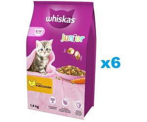 WHISKAS Junior 6x1,4kg alimento secco completo con pollo per gattini