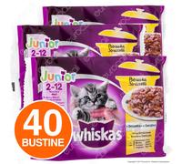 Whiskas Junior Cibo per Gatti Straccetti Selezione Gustosa - 40 Bustine da 85g