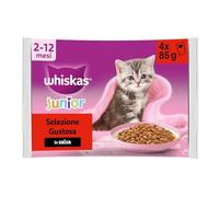 WHISKAS Junior Cibo Umido per Gattini in Salsa 4x85g Selezione Gustosa, confezione da 13