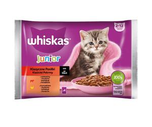 WHISKAS Junior Pasti Classici 4x85g Bocconcini con pollo e manzo in salsa