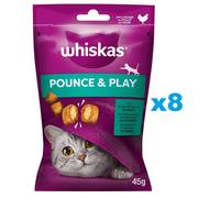 WHISKAS Pounce & Play 8 x 45g snack con pollo per gatti