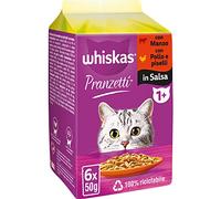 Whiskas Pranzetti Carni e Verdure 1+ Adulto, Cibo Umido per Gatto, 12 Confezioni ognuna da 6 bustine x 50g (72 Pezzi in Totale)