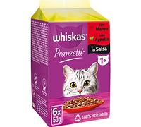 Whiskas Pranzetti Carni Miste 1+ Adulto, Cibo Umido Per Gatto, 12 Confezioni da 50 g (72 Pezzi In Totale)