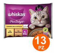 Whiskas Pure Delight Cibo per Gatti Tenere Delicatezze Pollo Tacchino 52 bustine