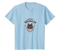 Whisker Wrangler: Arte di Ispirazione Occidentale per Gli Amanti dei Gatti Maglietta, Bambini, Celeste, 12 Anni