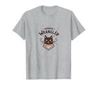 Whisker Wrangler: Arte di Ispirazione Occidentale per Gli Amanti dei Gatti Maglietta, Uomo, Grigio Melange, L