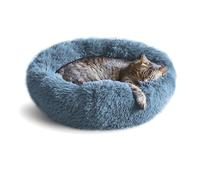 Whiskers & Friends Calming Cat Bed, Cat Beds for Indoor Cats, Small Dog Bed, Large Cat Bed, Cute Fluffy Round Donut Beds & Furniture, Anti Anxiety Pet Bed - Up to 25 Lbs - Washable