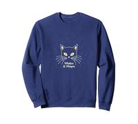 Whiskers & Whispers - Design Mistico per Gli Amanti dei Gatti Felpa, Unisex per Adulti, Navy, M