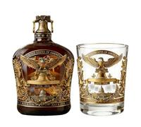 Whiskey Bottle Empty - US 250th Annual Bourbon Edition, Decanter-Style Glass Scale, High-Clarity Weighted Base, Commemorative Annual Embossing, Collectible Home Bar Display