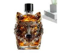 Whiskey Bottle - Wolf Sculpture Wine Cup,Engraved Vintage Wolf Themed Whiskey Glass Bottle for Bar Home Party Kitchen Workplace