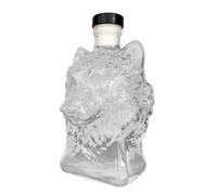 Whiskey Decanter, 350ml Glass Liquor Bottle Featuring a Wolf Head Profile Design, Stylish Spirit Bar Accessory Perfect for Father, Men, Husband, Dad, Boyfriend, and Gift Him, 4.8x3.7x3.5 Inches