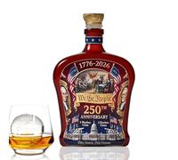 Whiskey Decanter - Clear Glass Bottle US 250th Design | Liquor Display Container For Bartender Enthusiast Collector Home Bar Restaurant Hotel Club Shelf Dining Room Use