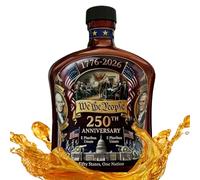 Whiskey Glass Bottle - Glass Material 24cm Size, American Flag Decanter, 350ml Capacity Display | Classic Design, Patriotic Liquor Bottle, 350ml Spirit Container For Home Bar