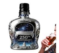 Whiskey Glass Bottles With Lids,10.5x4.5x14.5cm America 250th Anniversaries Liquor Container,Elegant Liquor Decanter - For Bartender Home Bar Dining Room Display Cabinet Restaurants Hotels Shelves