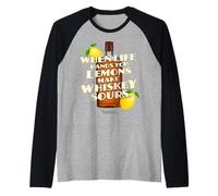 Whiskey Quote When Life Hands You Lemons Whiskey Maglia con Maniche Raglan