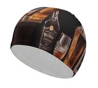 Whisky Beer Pictures Cuffia da bagno ad alta elasticità Cuffia da nuoto adatta sia per capelli lunghi che per capelli corti comoda grande cuffia da doccia per ridurre la resistenza e protezione dei