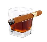 Whisky Cigar Glass, doppio bicchiere vecchio stile con poggiaparmi integrato, adatto per whisky, scotch, birra, vino (quadrato)