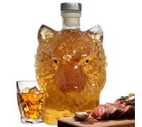 Whisky Decanter Wolf Head, 350ml Glass Spirits Bottle, Unique Bourbon Storage Container, Stylish Home Bar Accessory, Decorative Bartender Display, Cabinet Shelf Whiskey, 11x8x22cm