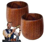 Whisky Glass a base di legno-classico, set di 2 serie rustico, imbracatura vintage fatta a mano per bourbon, scozzese, cocktail, spiriti | per bar e cucina per casa, cibo, viaggio, GE