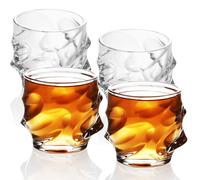 Intirilife 4x set di bicchieri da whisky in CRYSTAL CLEAR 'SCULPTURED' -360 ml- Bicchiere da whisky Old Fashioned in cristallo senza piombo- lavabile in lavastoviglie per cocktail scotch gin rum acqua