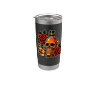Whisky Skull Old School Tattoo Flash Bourbon Lovers Bicchiere termico in acciaio inox doppia parete
