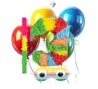 Whispering Fantasy Piñata a forma di numero 3 + bacchetta + maschera in bundle con 4 palloncini grandi. Rendi la tua festa una che sarà ricordata molto tempo dopo. Altezza 50 cm x larghezza 30,5 cm x