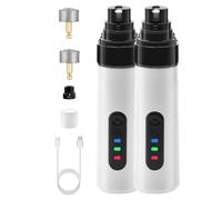 Whisperpaws Pain-Free Nail Trimmer, Silent Nail Trimmer for Dogs and Cats, with LED Light & 2 Speeds,Quick USB Charge with Grinding Heads (2pcs+2head)