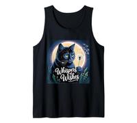 Whispers of Wishes Black Cat with Dandelion under Moon Fanta Canotta