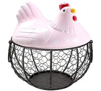 Whisverse Cesto per uova, cestino per uova, organizer per ristoranti, in battuto, decorazione per galline da cucina (rosa)